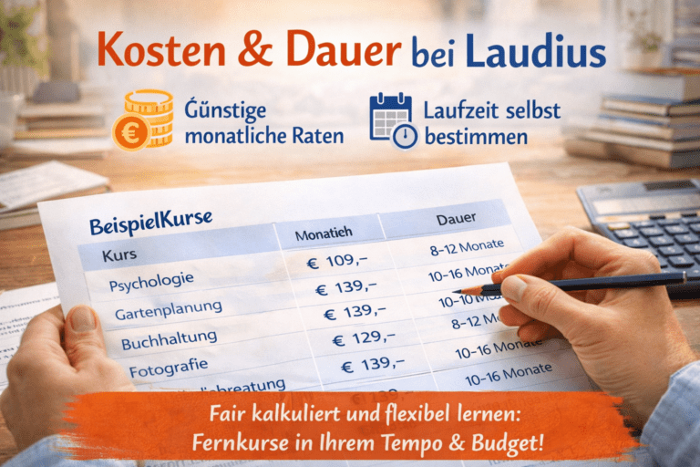 Laudius Kosten & Dauer: wie berechnen sich die Gesamtkosten? Wie lange brauche ich?