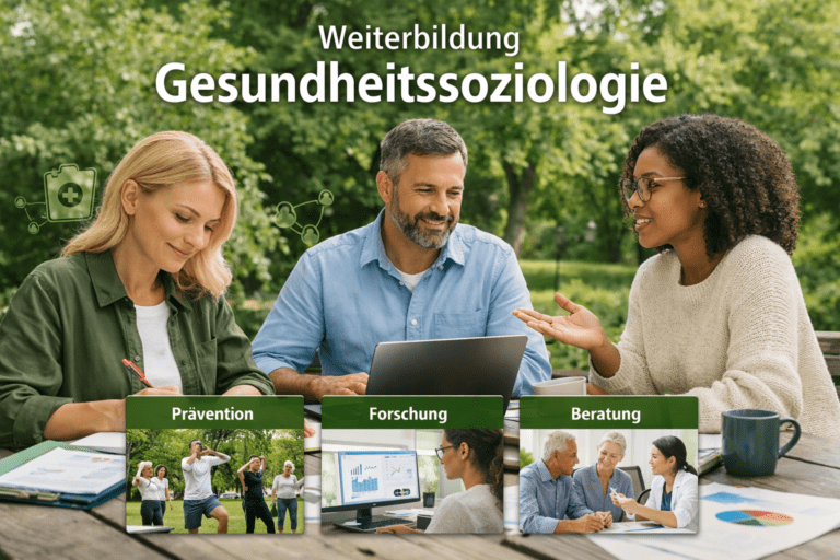 Gesundheitssoziologie Weiterbildung im Grünen mit Menschen bei Analyse von Gesundheit und Prävention