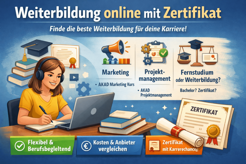 Weiterbildung online mit Zertifikat – Anbieter, Kosten und Vergleich